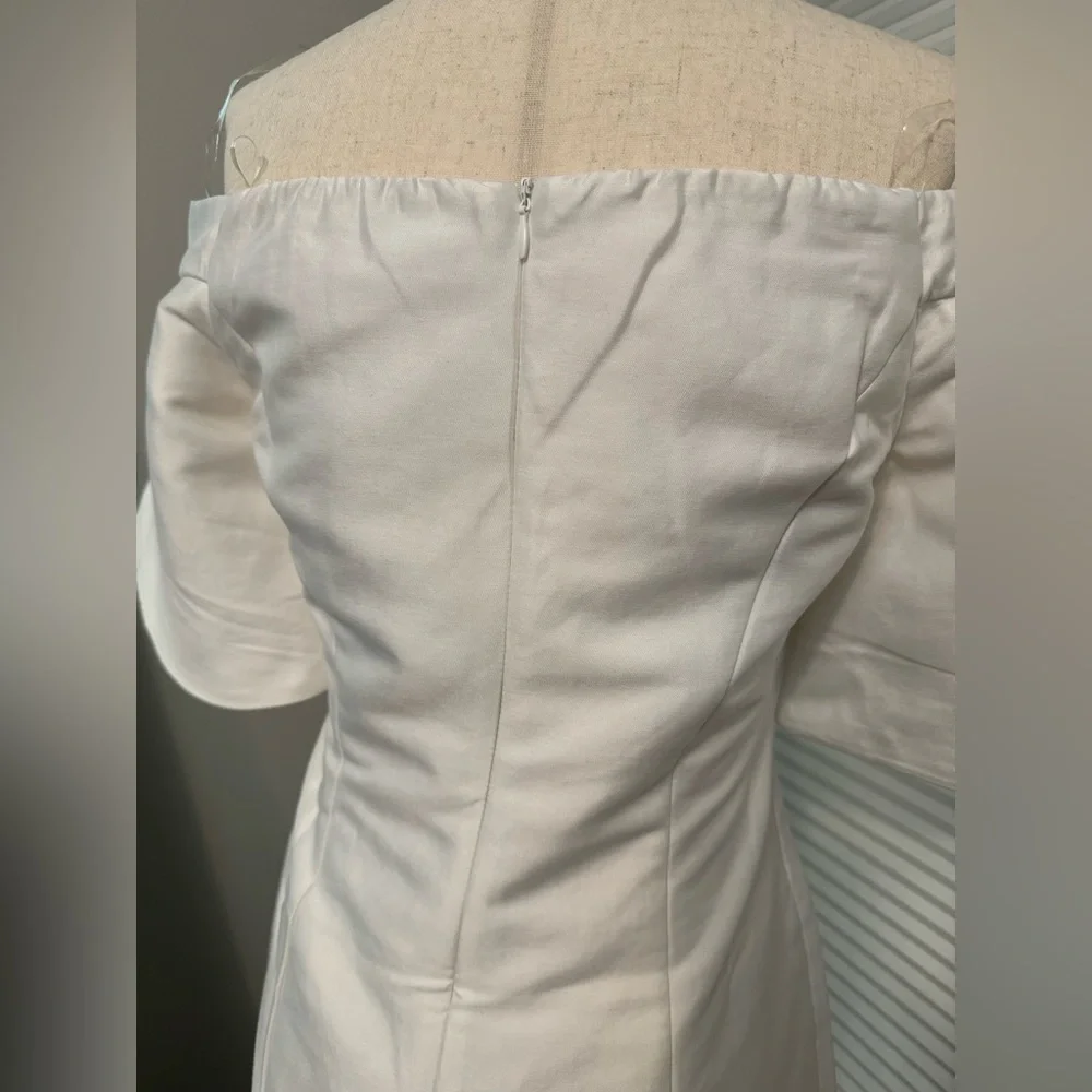 Do+Be | White Satin Off Shoulder Midi Dress | S - Picture 6 of 13